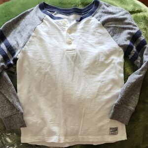 OshKosh B'gosh White and Blue Long Sleeve Tee